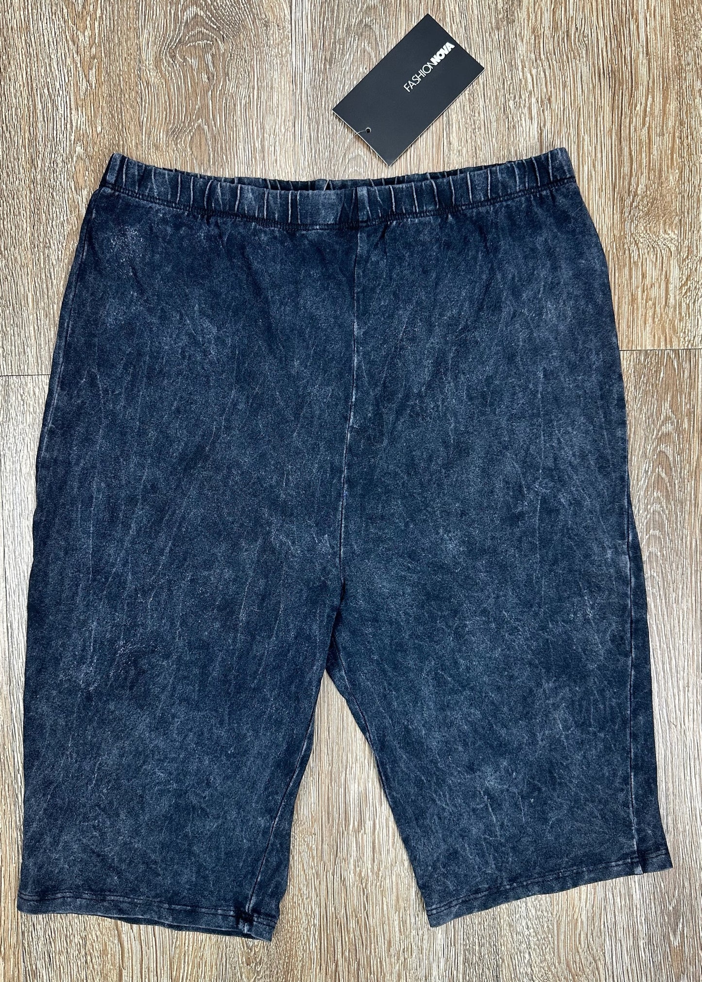 Blue Acid Wash Biker Shorts by Fashion Nova