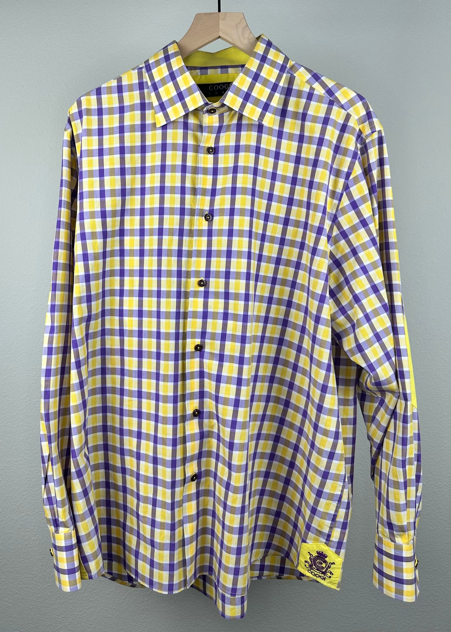 Purple and Gold Coogi Luxe Button Up