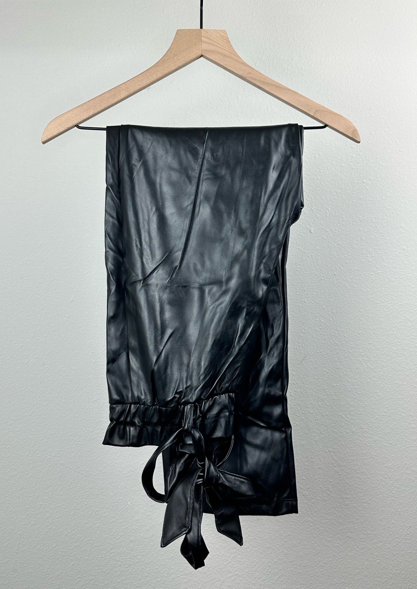 Black Faux Leather Bucket Pants By