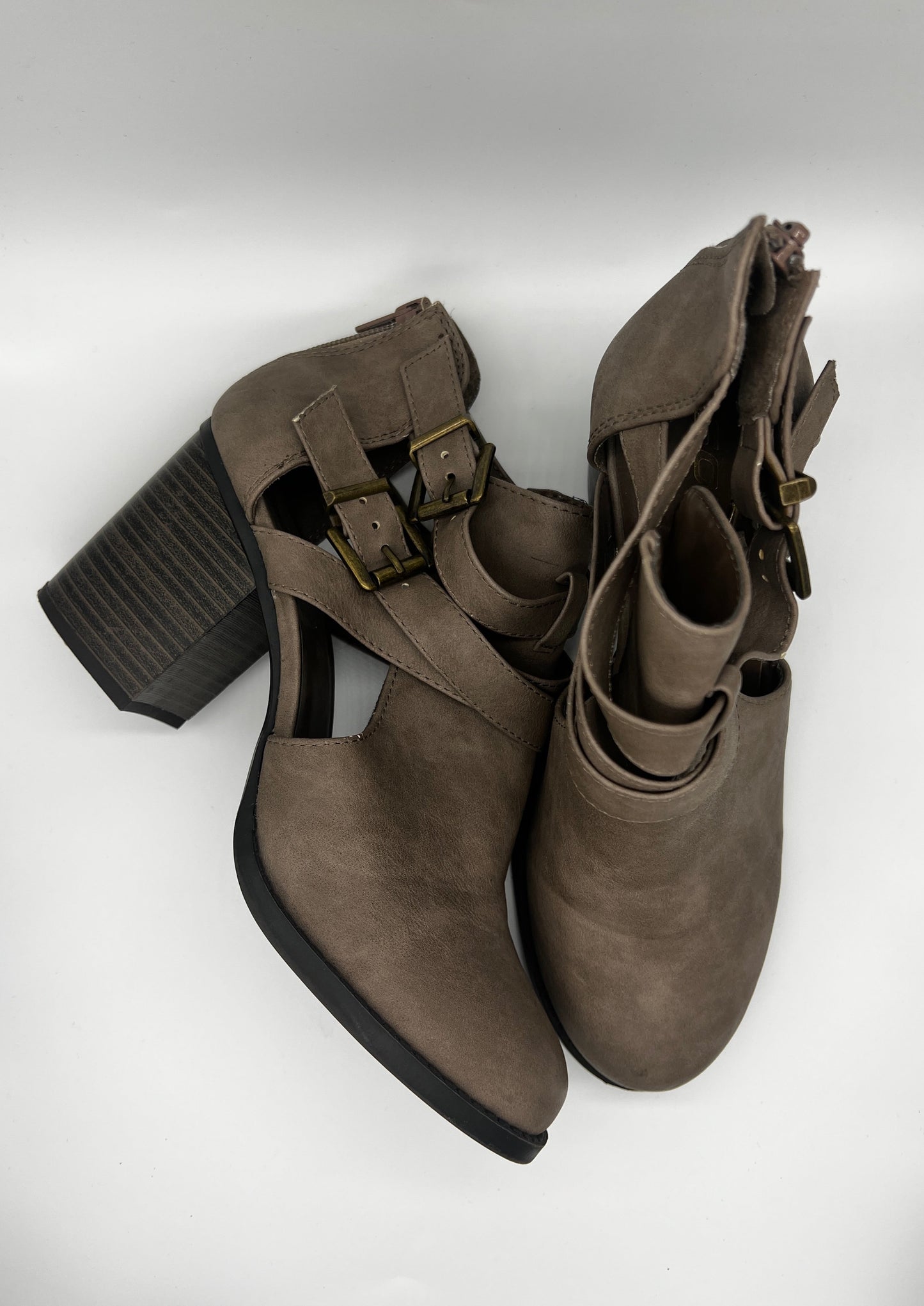 Brown Buckle Bootie