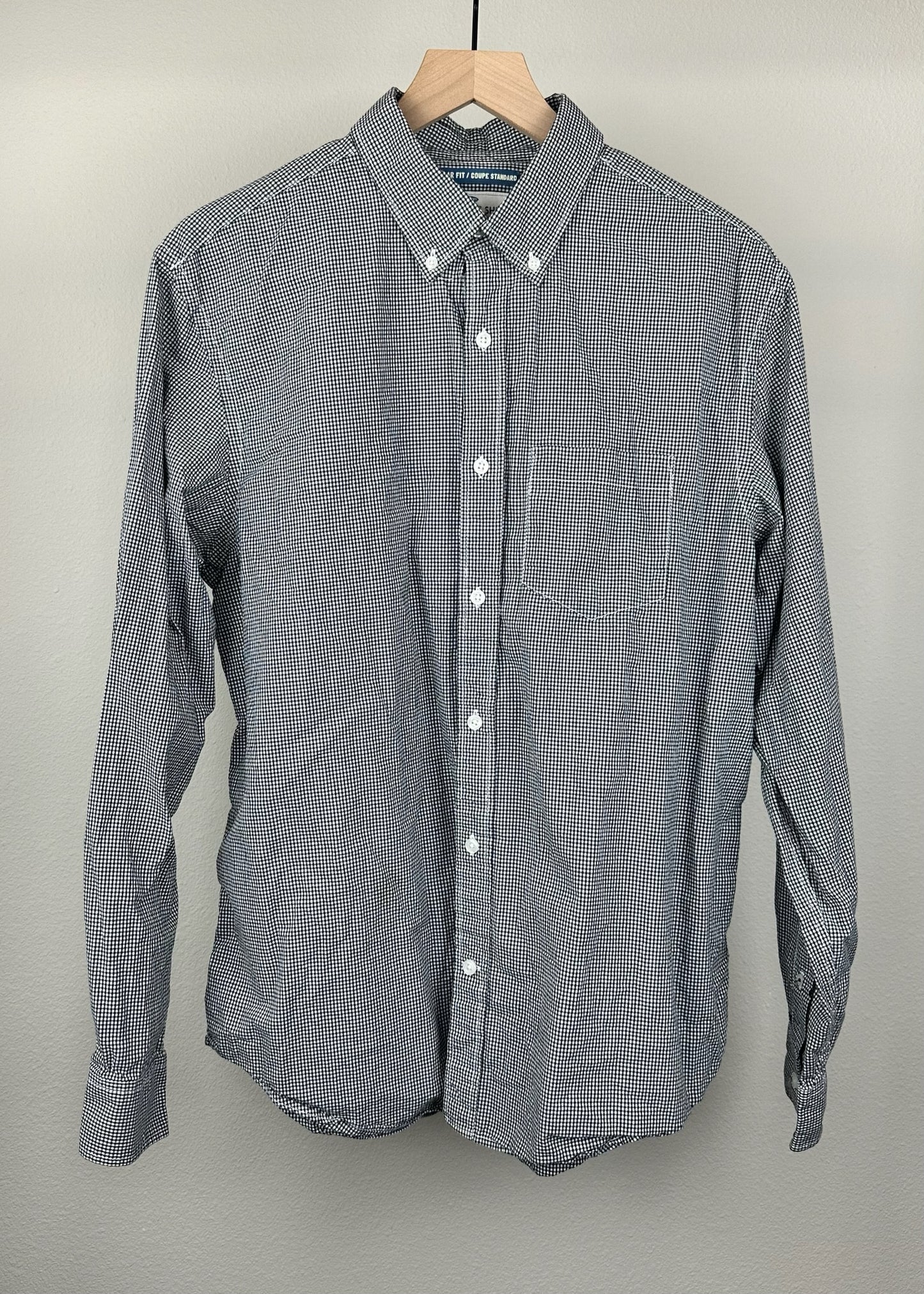 Men's Black and White Classic Plaid Shirt by Old Navy