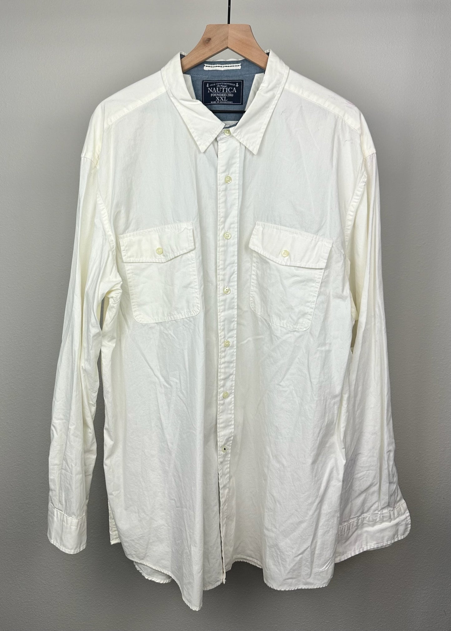 White Long Sleeve Button Up By Nautica