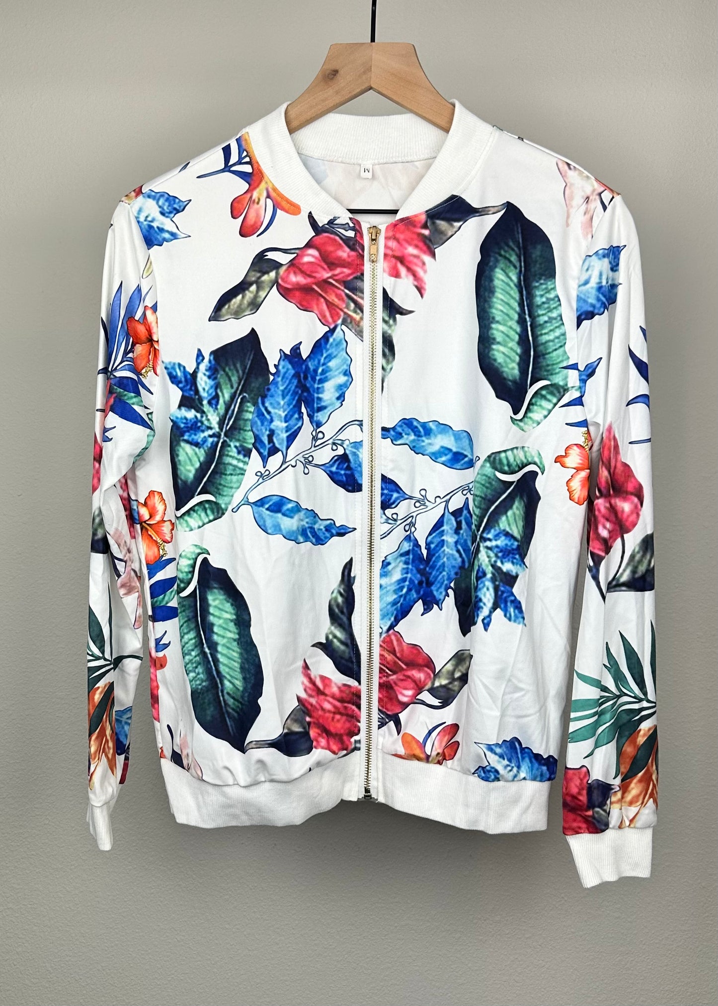 White Floral Zip Jacket