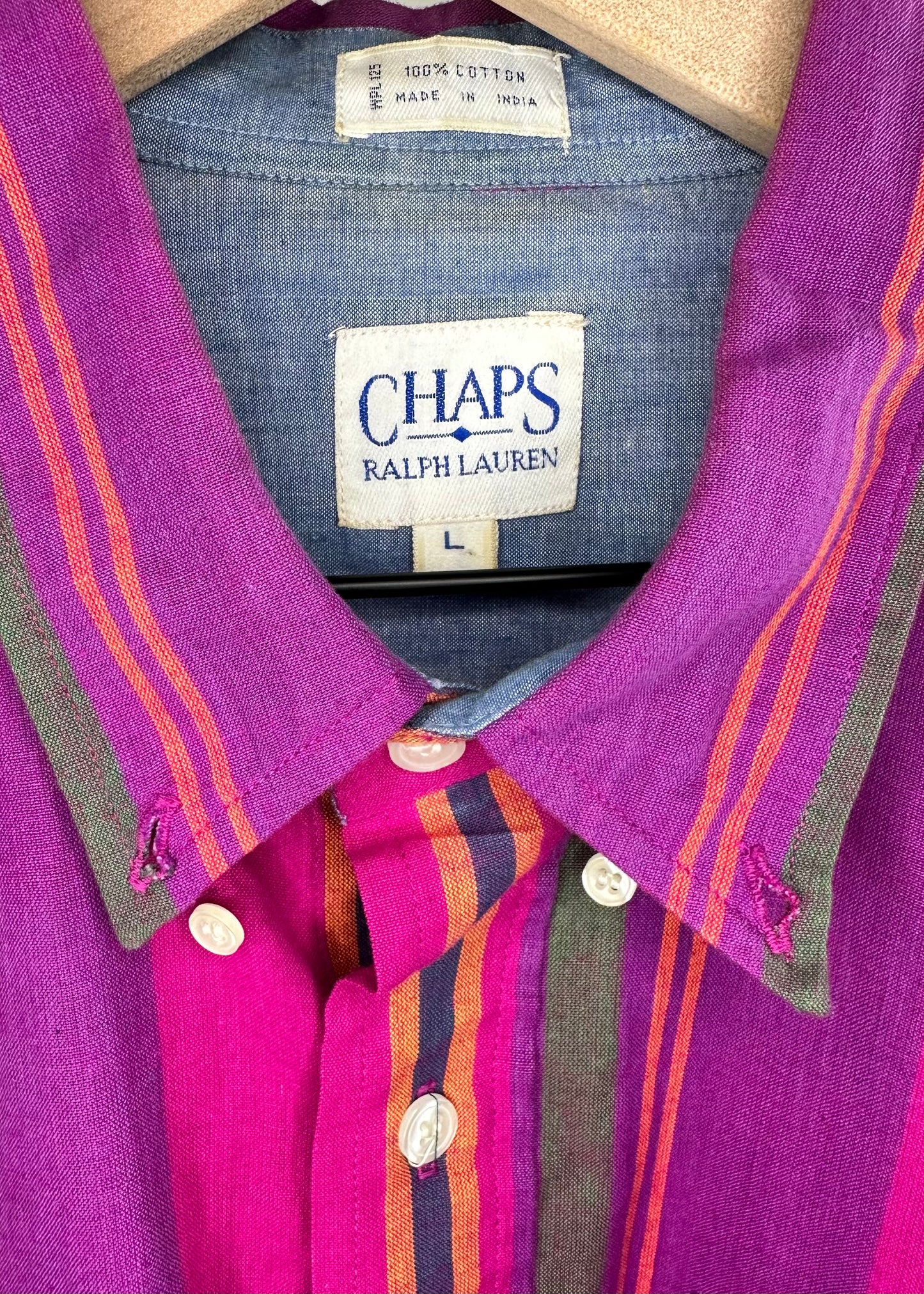 Chaps Pink/Purple Multi Color Shirt By Ralph Lauren