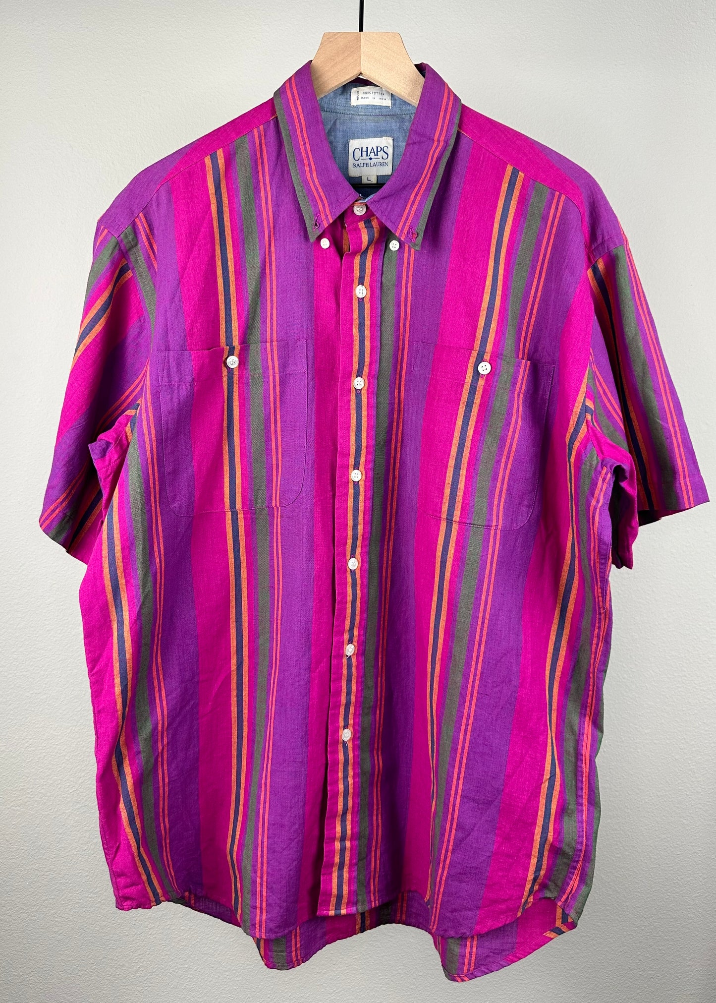 Chaps Pink/Purple Multi Color Shirt By Ralph Lauren