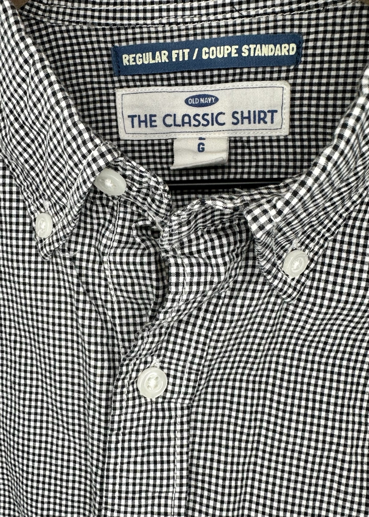 Men's Black and White Classic Plaid Shirt by Old Navy