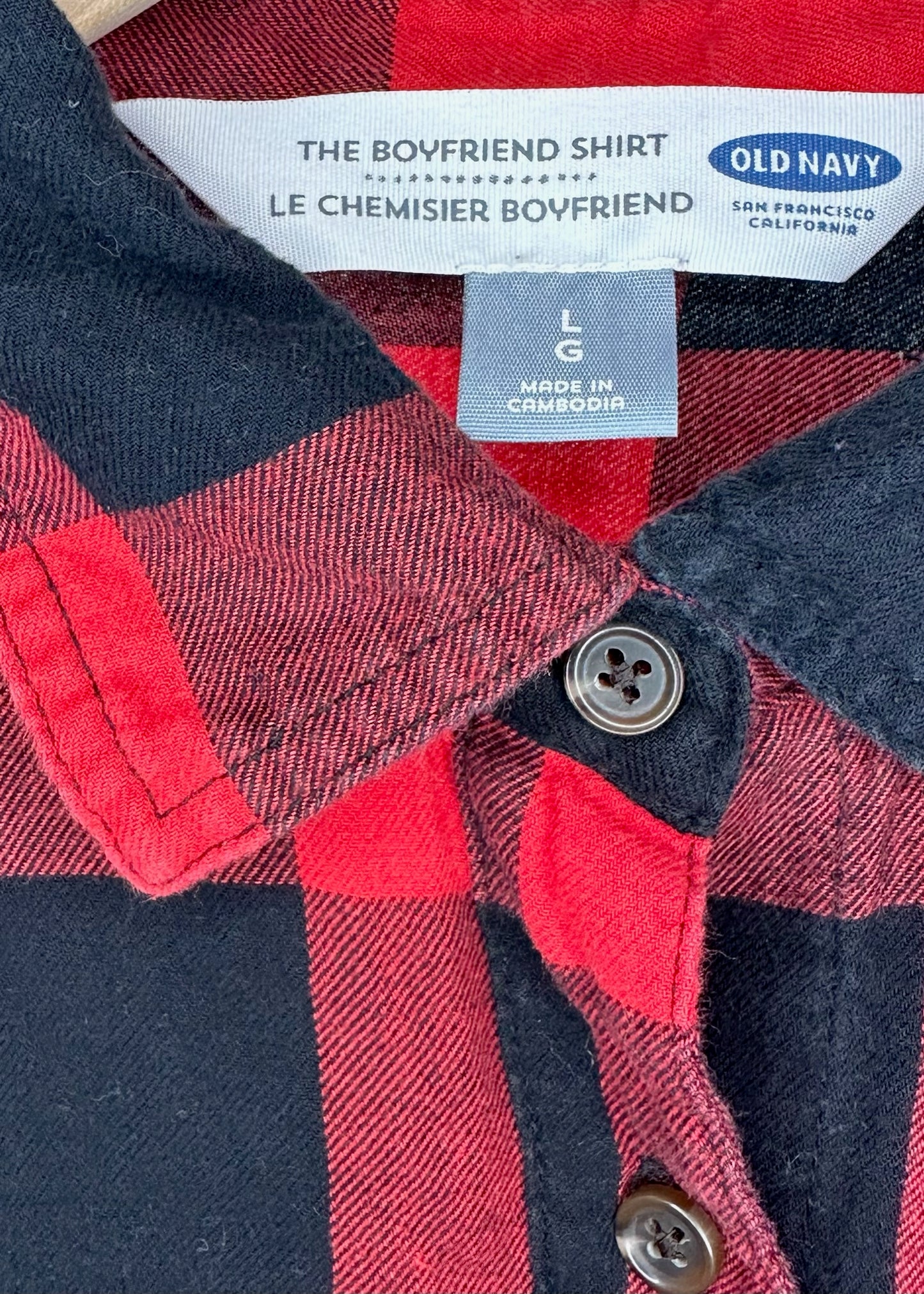 Red and Black Plaid Button Up by Old Navy