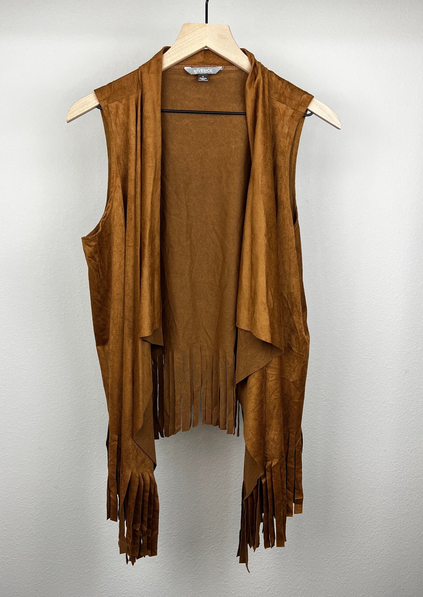 Brown Fringe Vest By Love Sick