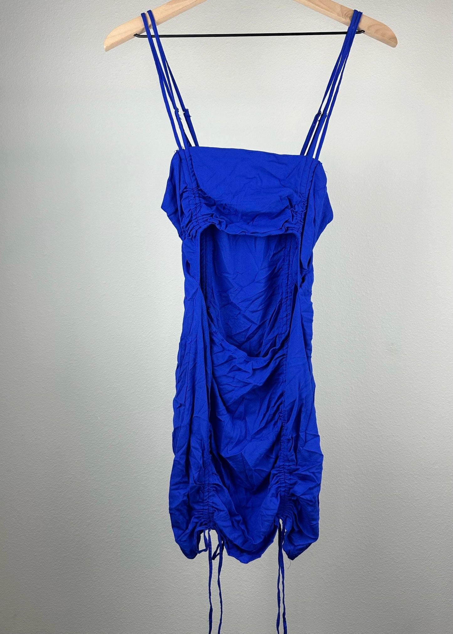 Wild Fable Blue Ruched Cutout Dress