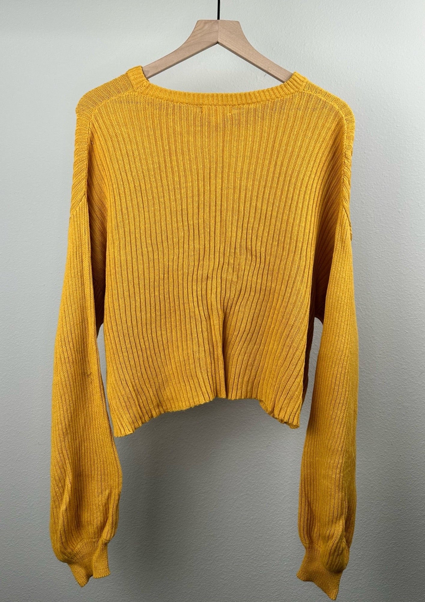 Yellow Crop Sweater By Abound