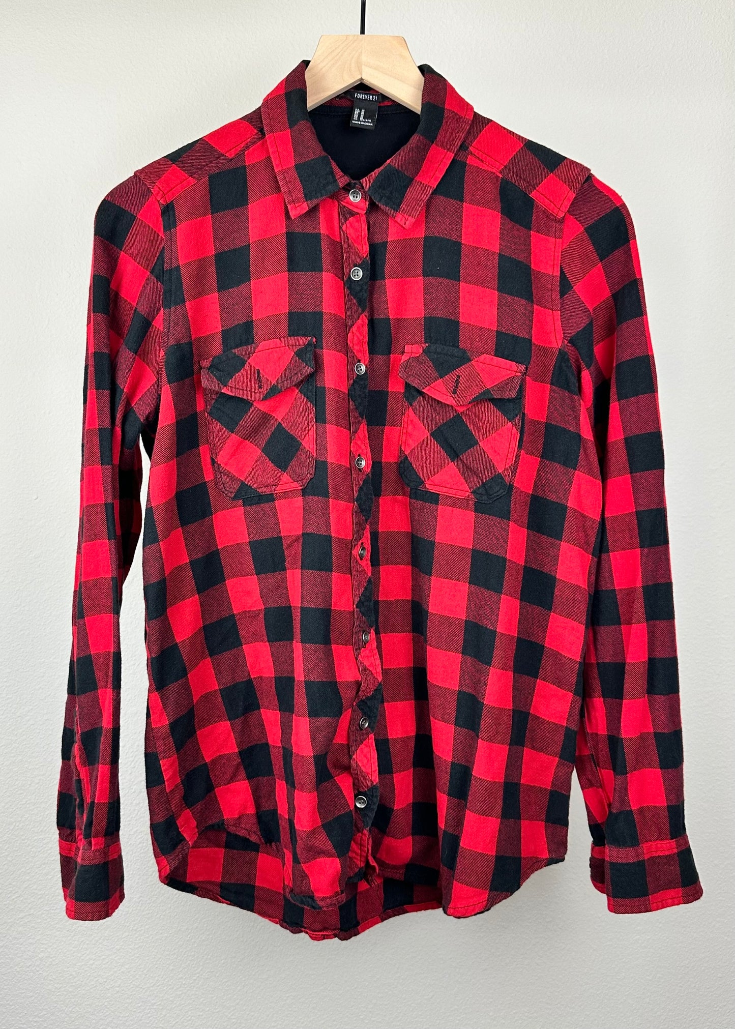 Black and Red Plaid Button Up by Forever 21