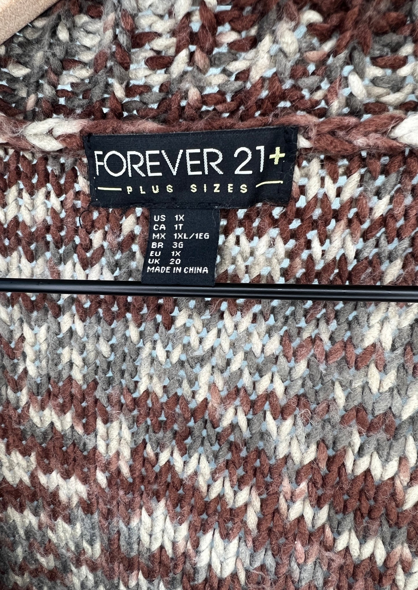 Burgundy and Grey Long Cardigan w/Pockets By Forever 21
