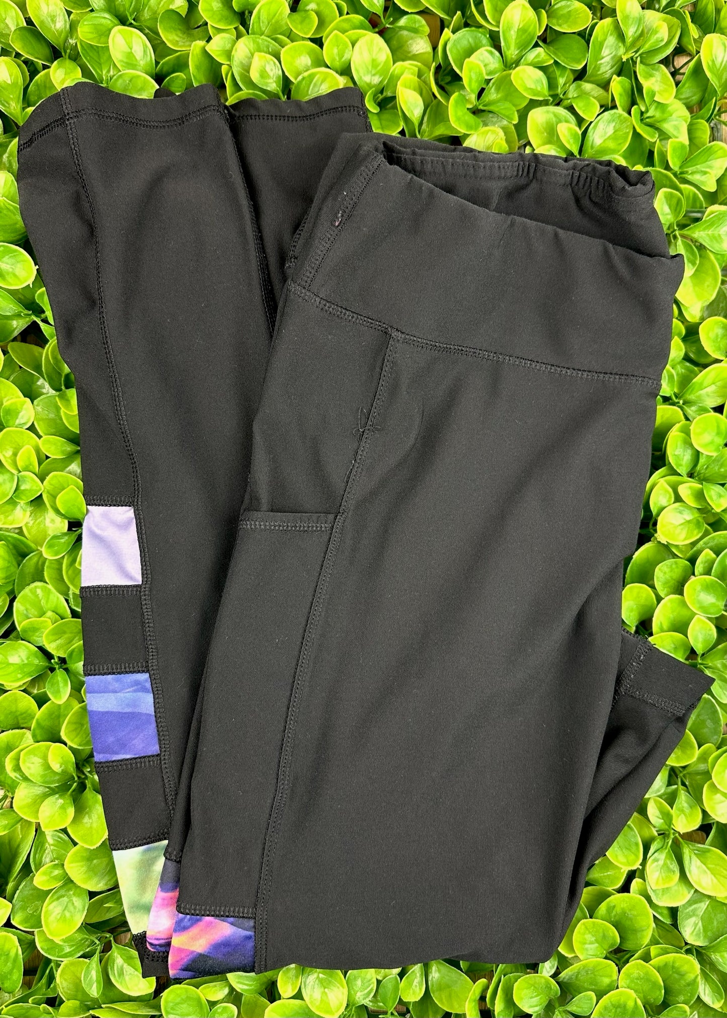 Black Color Patched Leggings