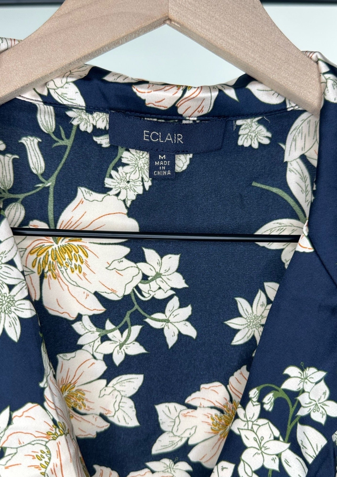 Navy Floral Tie Up Blouse By Eclair