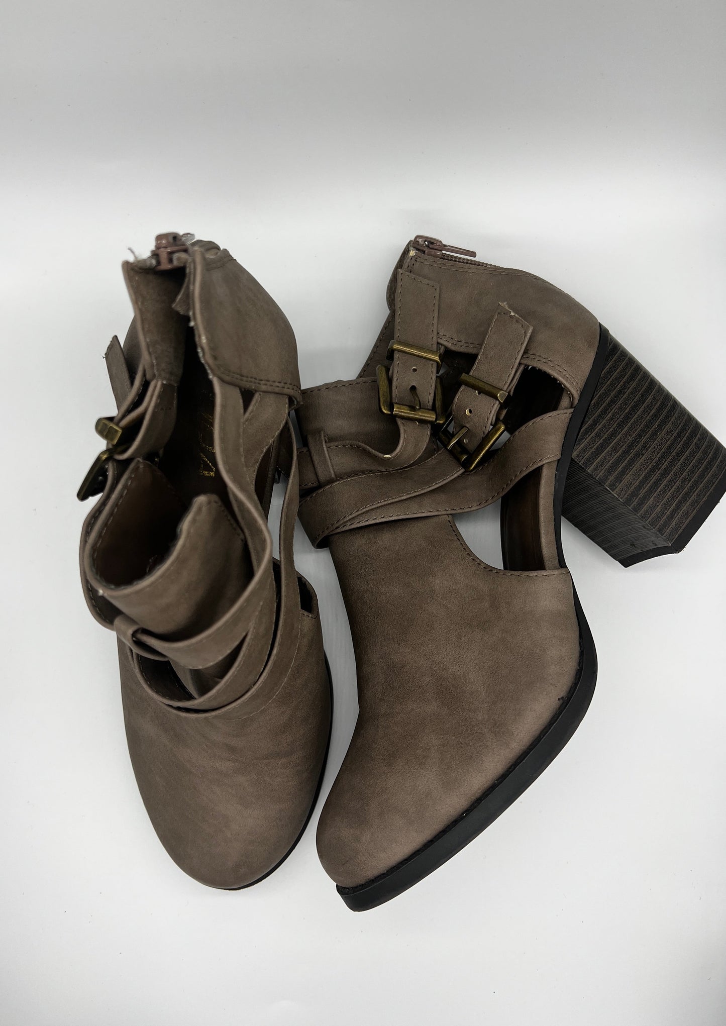 Brown Buckle Bootie