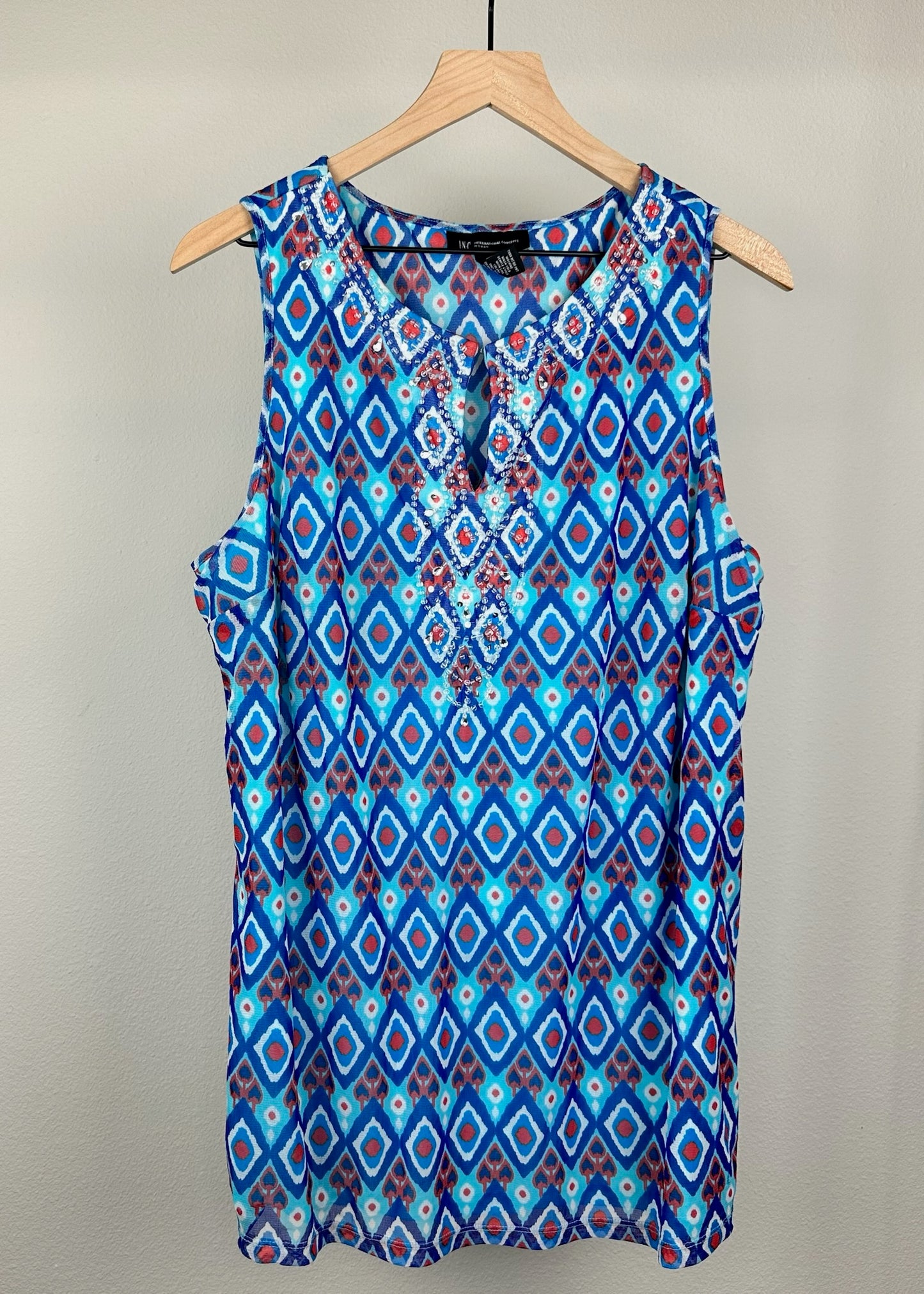 Blue Sleeveless Shirt by International Concepts
