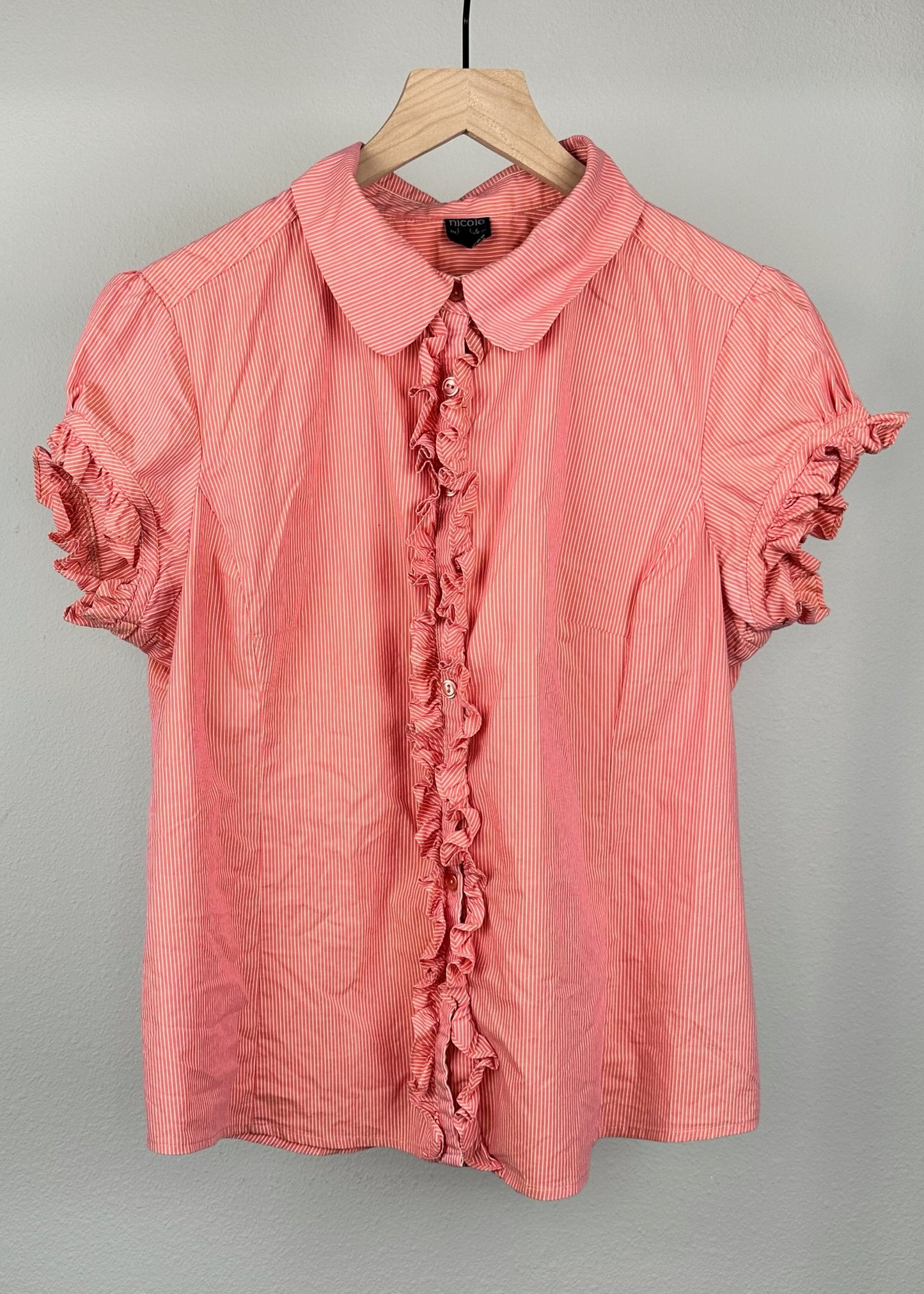 Orange Ruffle Button Up Shirt by Nicole