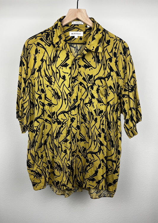 Yellow and Black Button Up By Montello