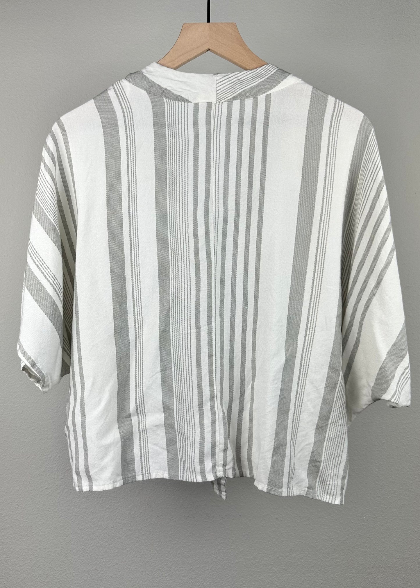 Women’s White and Tan Striped Boxy Shirt by Sim & Sam