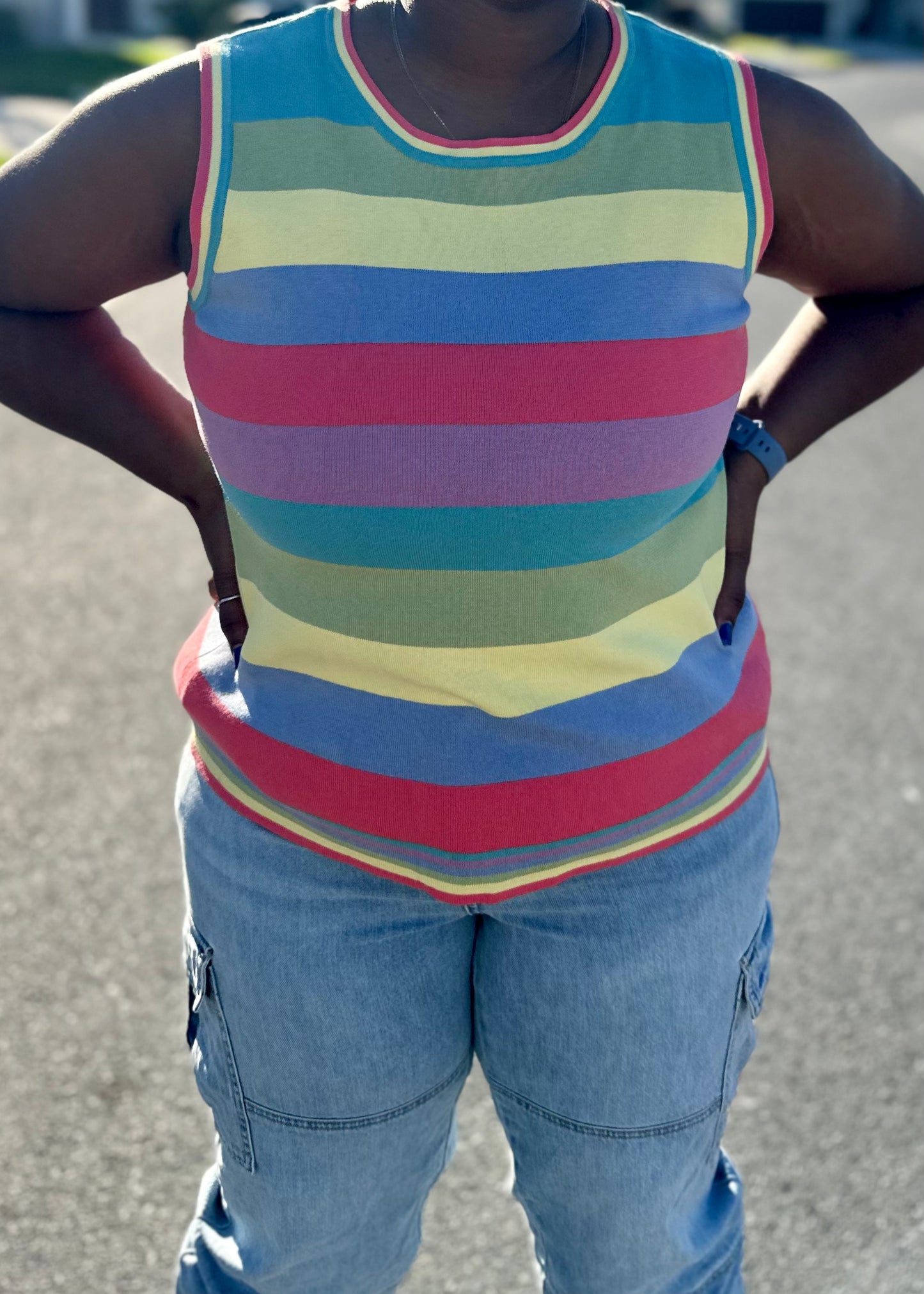 Colorful Scoop Neck Sweater Vest