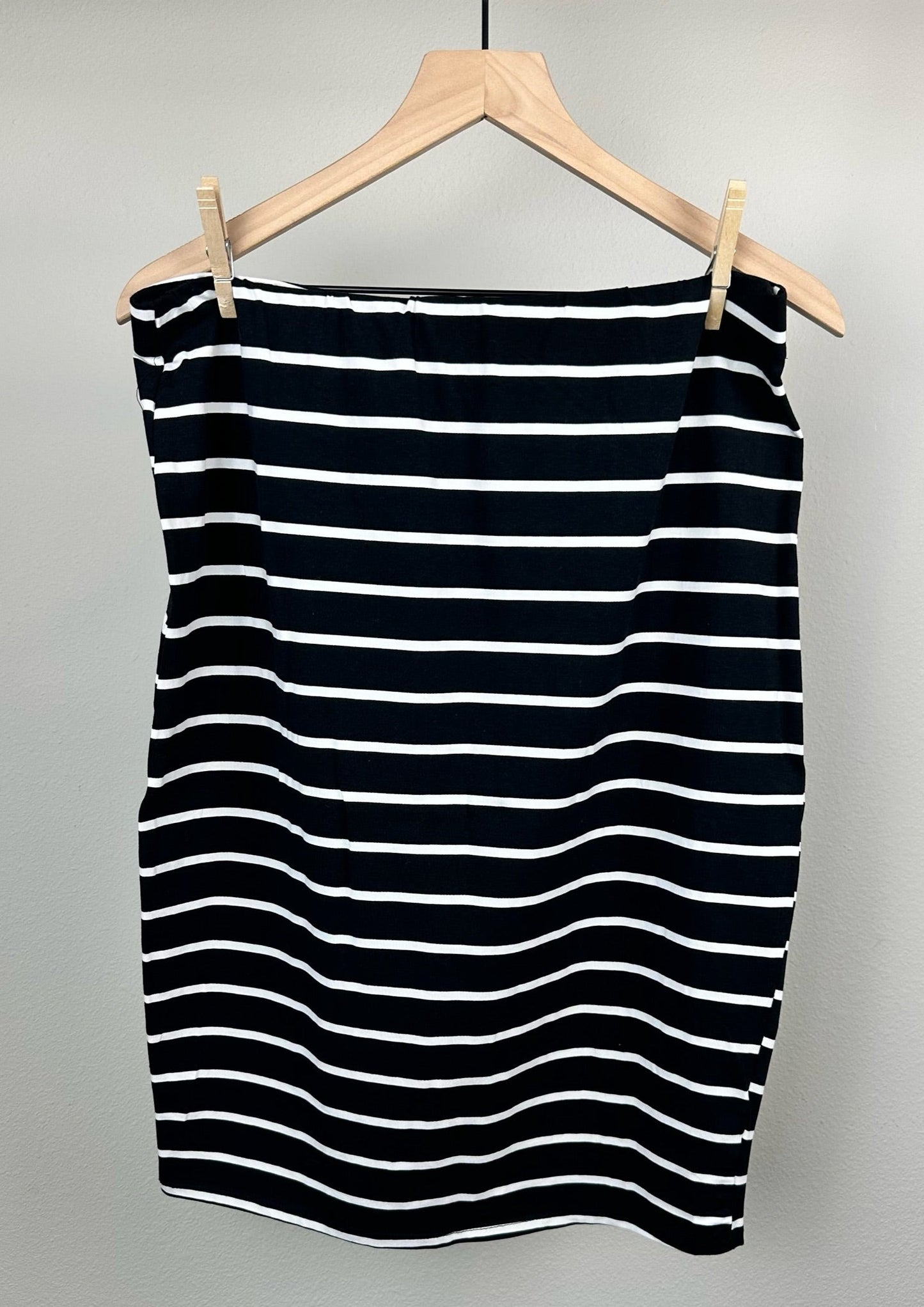Black & White Striped Midi Skirt
