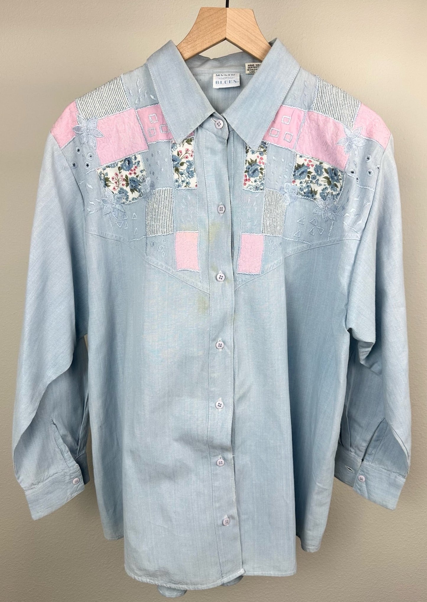 Mystic Blues Patchwork Long Sleeve Shirt