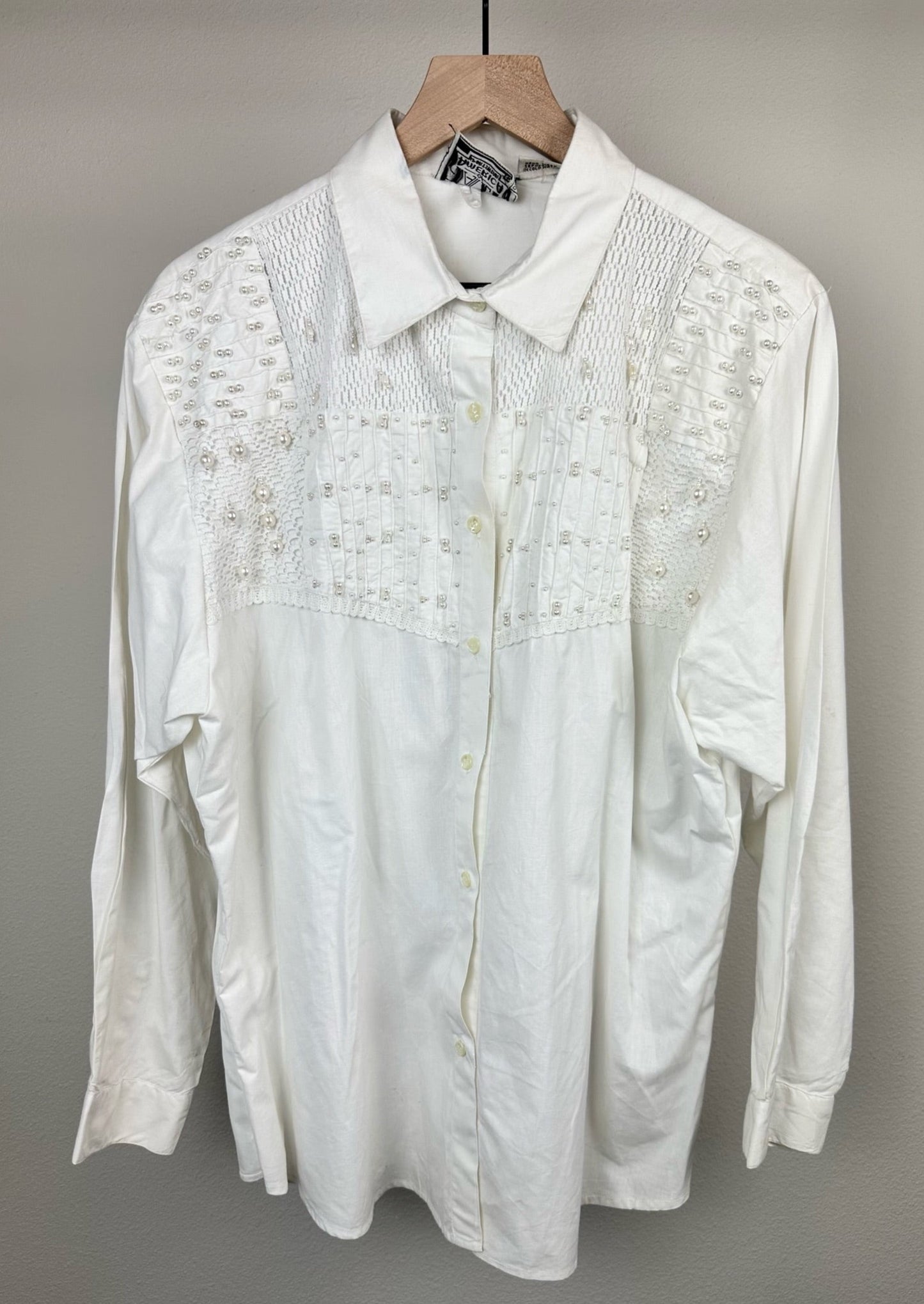America Sportswear White Beaded Shirt