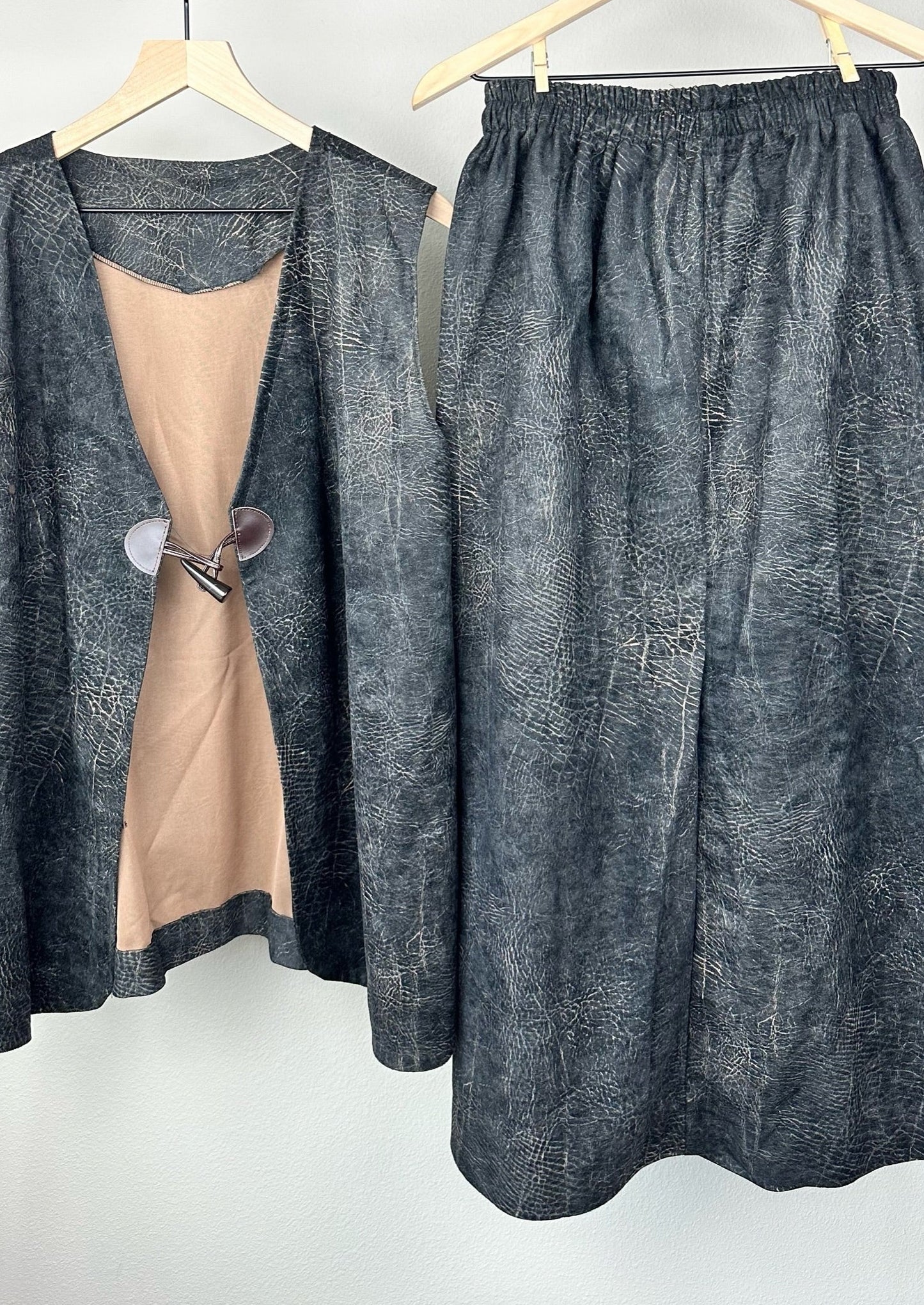 Black Concrete Skirt Set