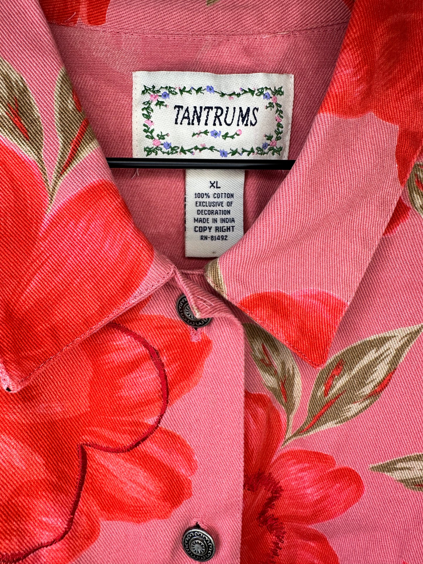 Pink & Red Flower Jacket By Tantrums