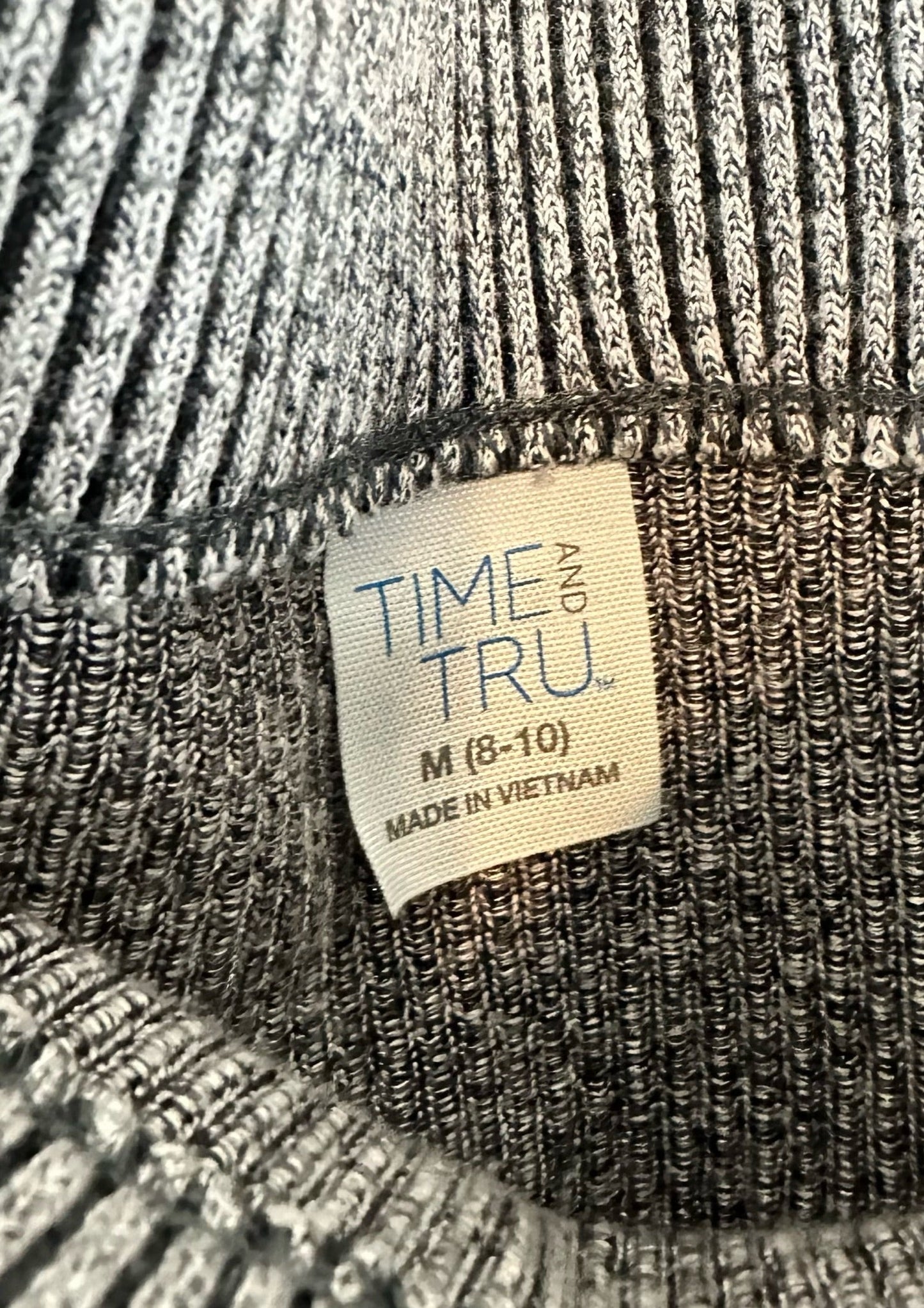 Time and Tru Black and Grey Knit Midi Skirt