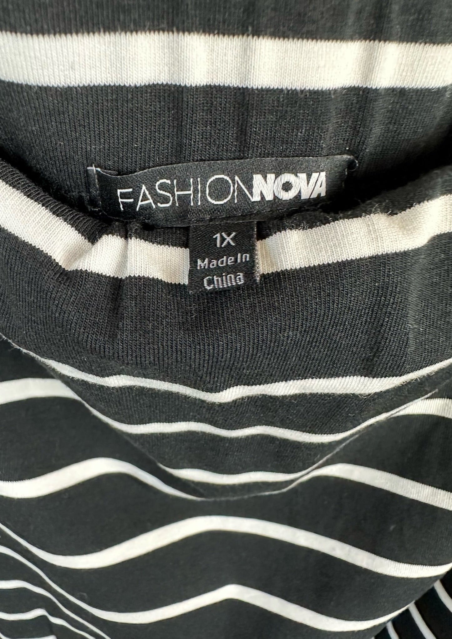 Black & White Striped Midi Skirt