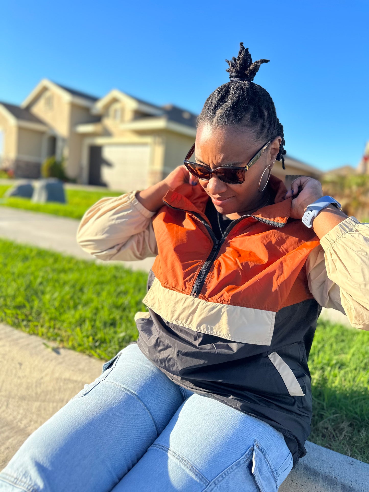Color Block Pullover Windbreaker By Fashion Nova