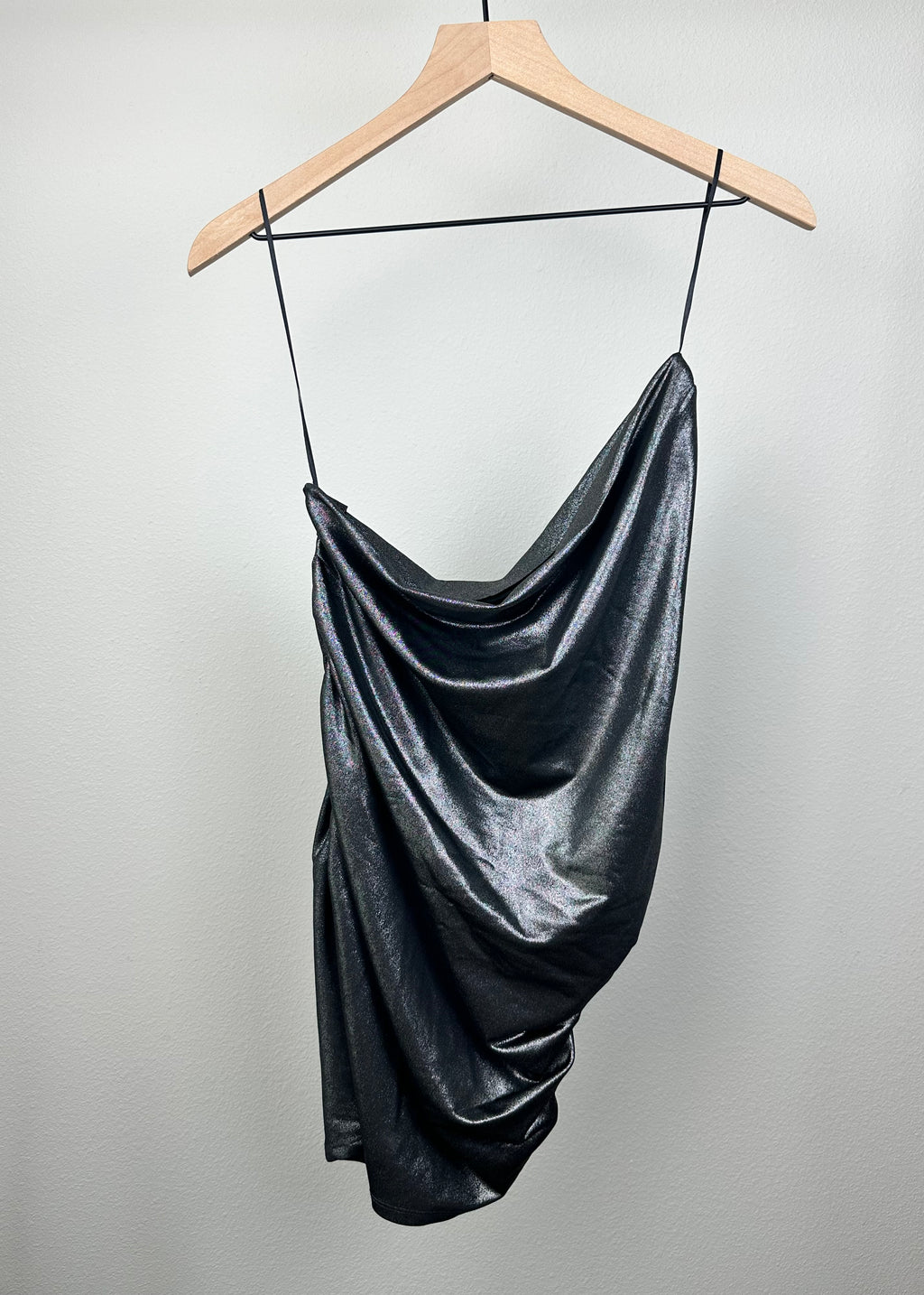 Women’s Divided Shiny Black Dress