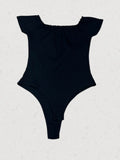 Black Ruffle Neck Bodysuit