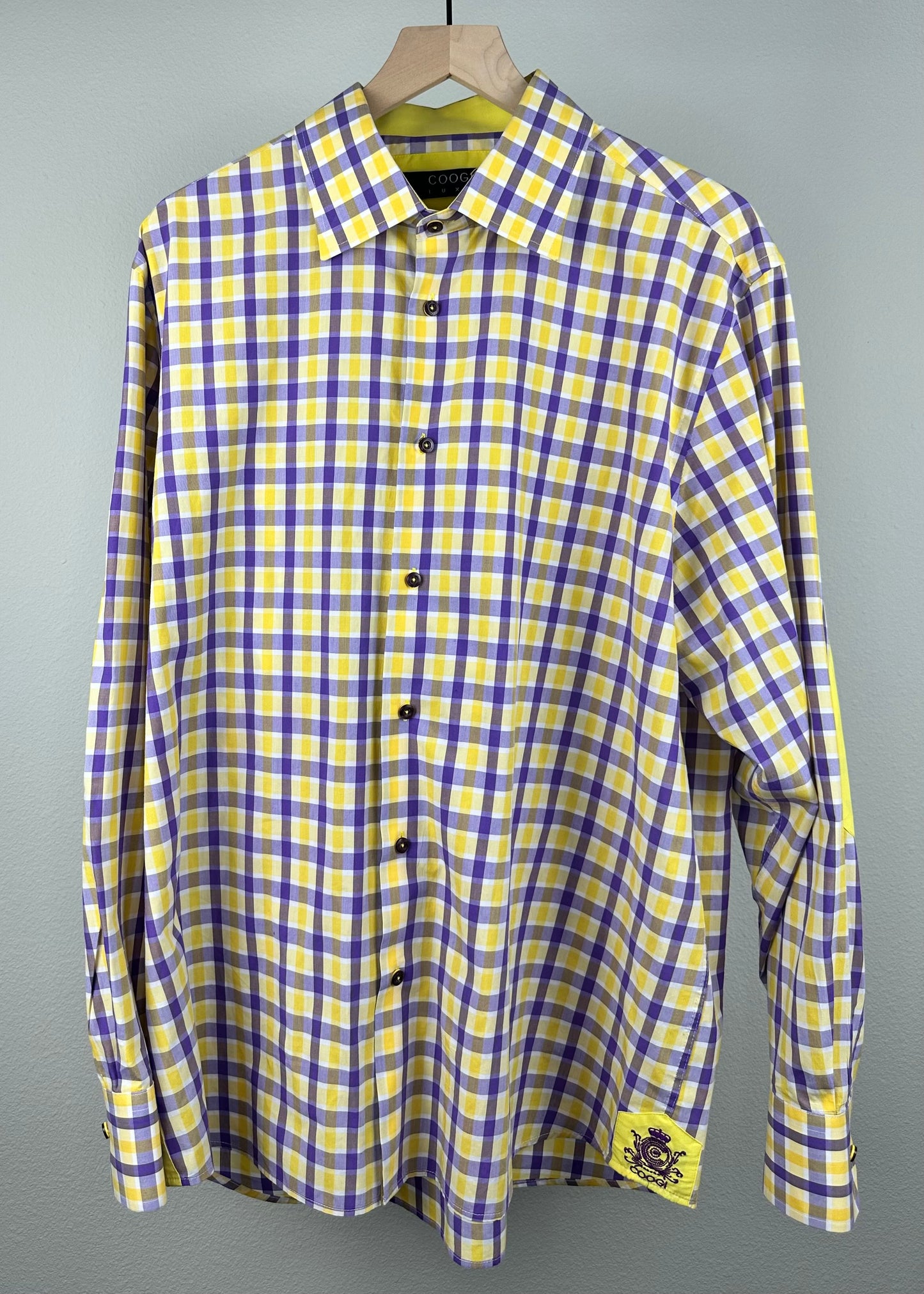 Purple and Gold Coogi Luxe Button Up