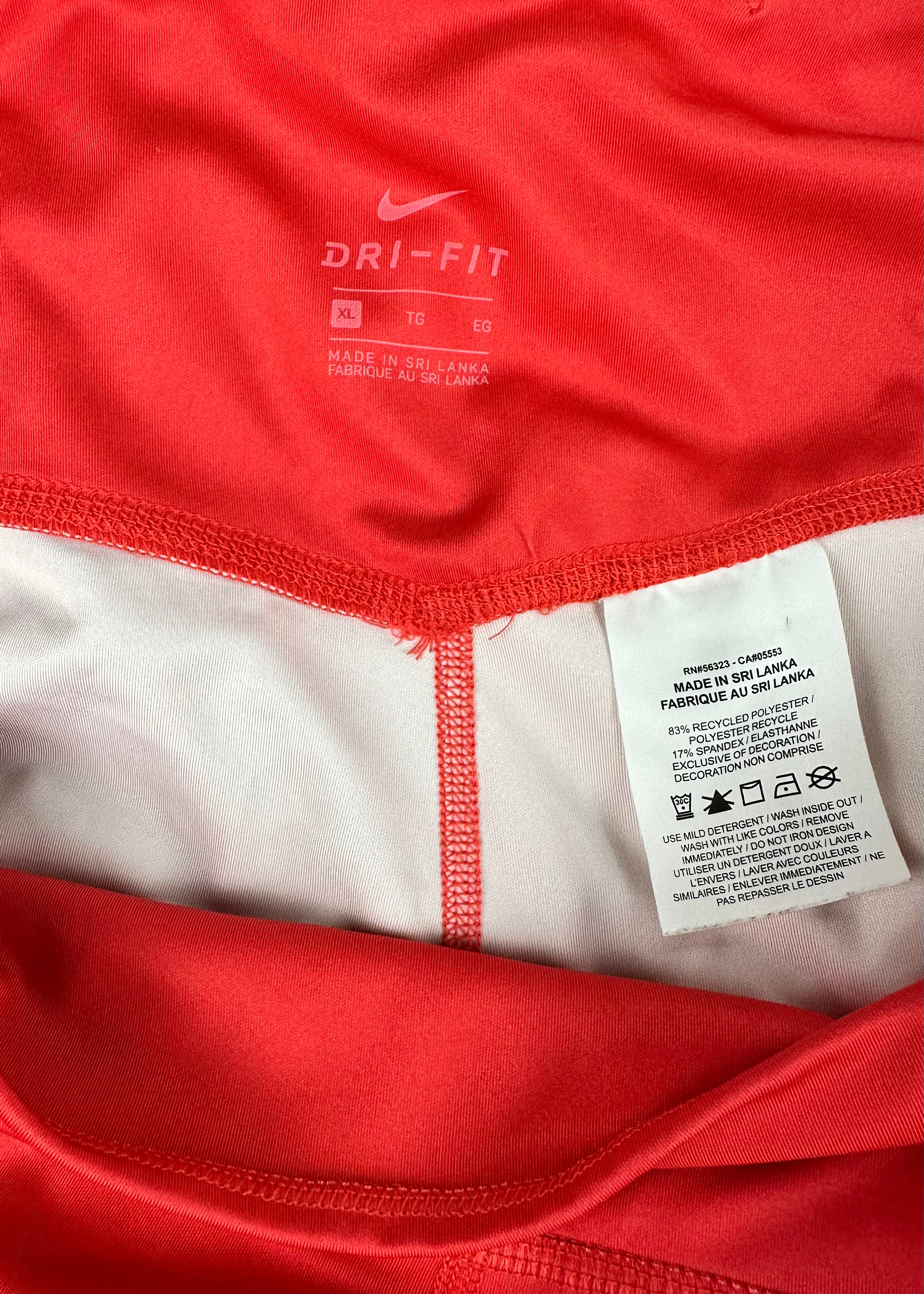 Red and White Biker Shorts By Nike