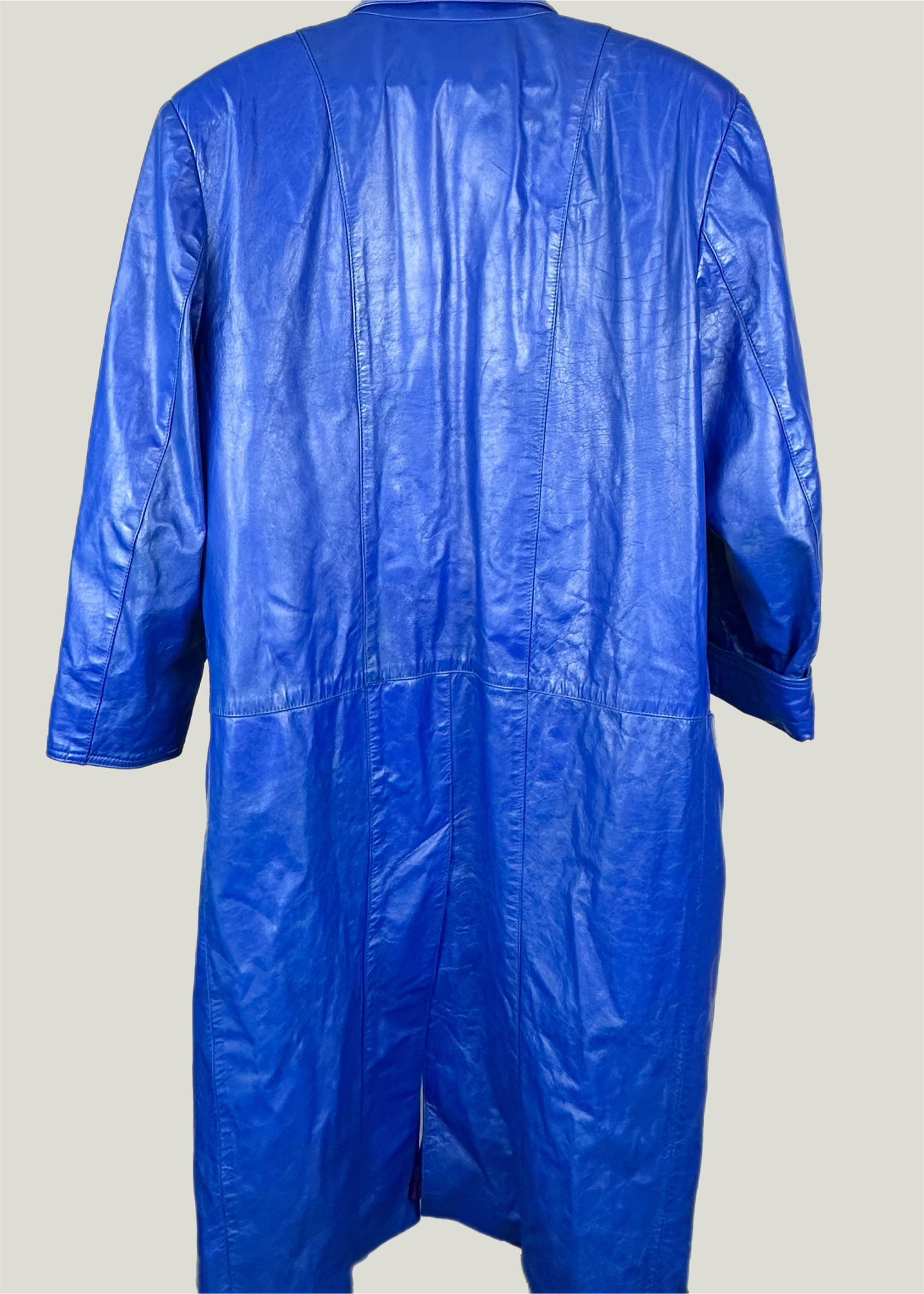 Blue Leather Trench Coat by Global Identity