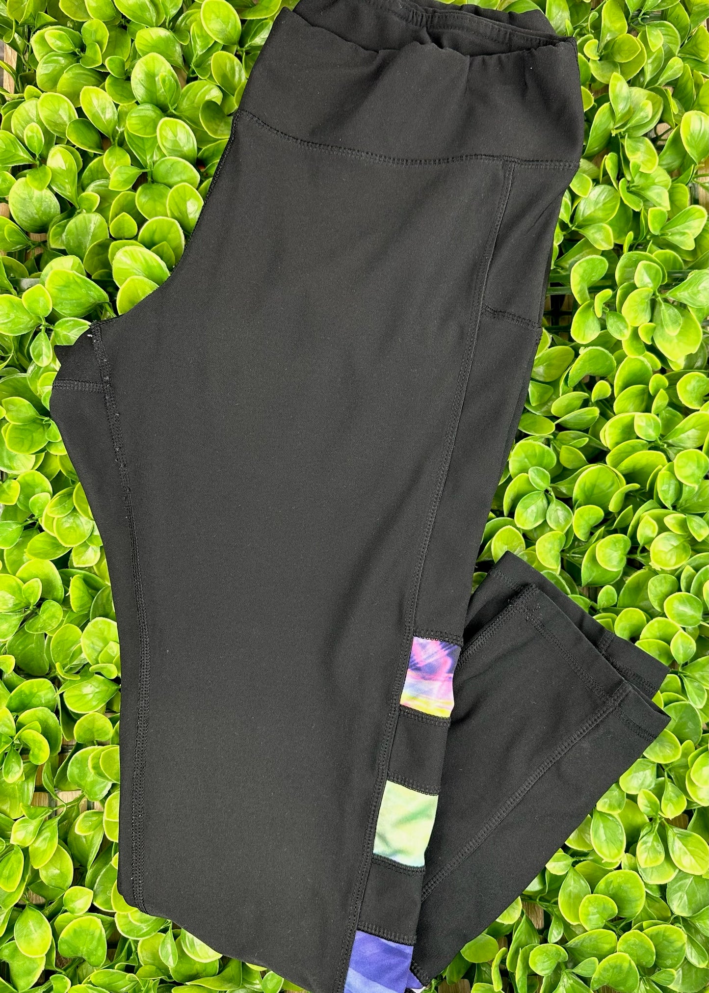 Black Color Patched Leggings