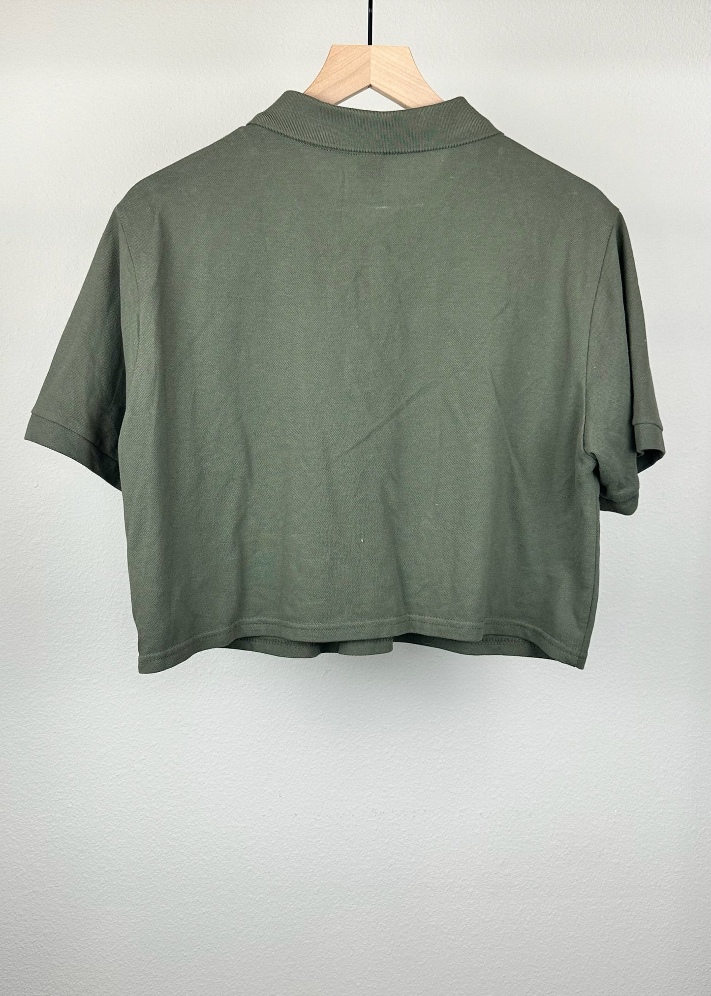 Olive Green Cropped Collar Shirt by Wild Fable