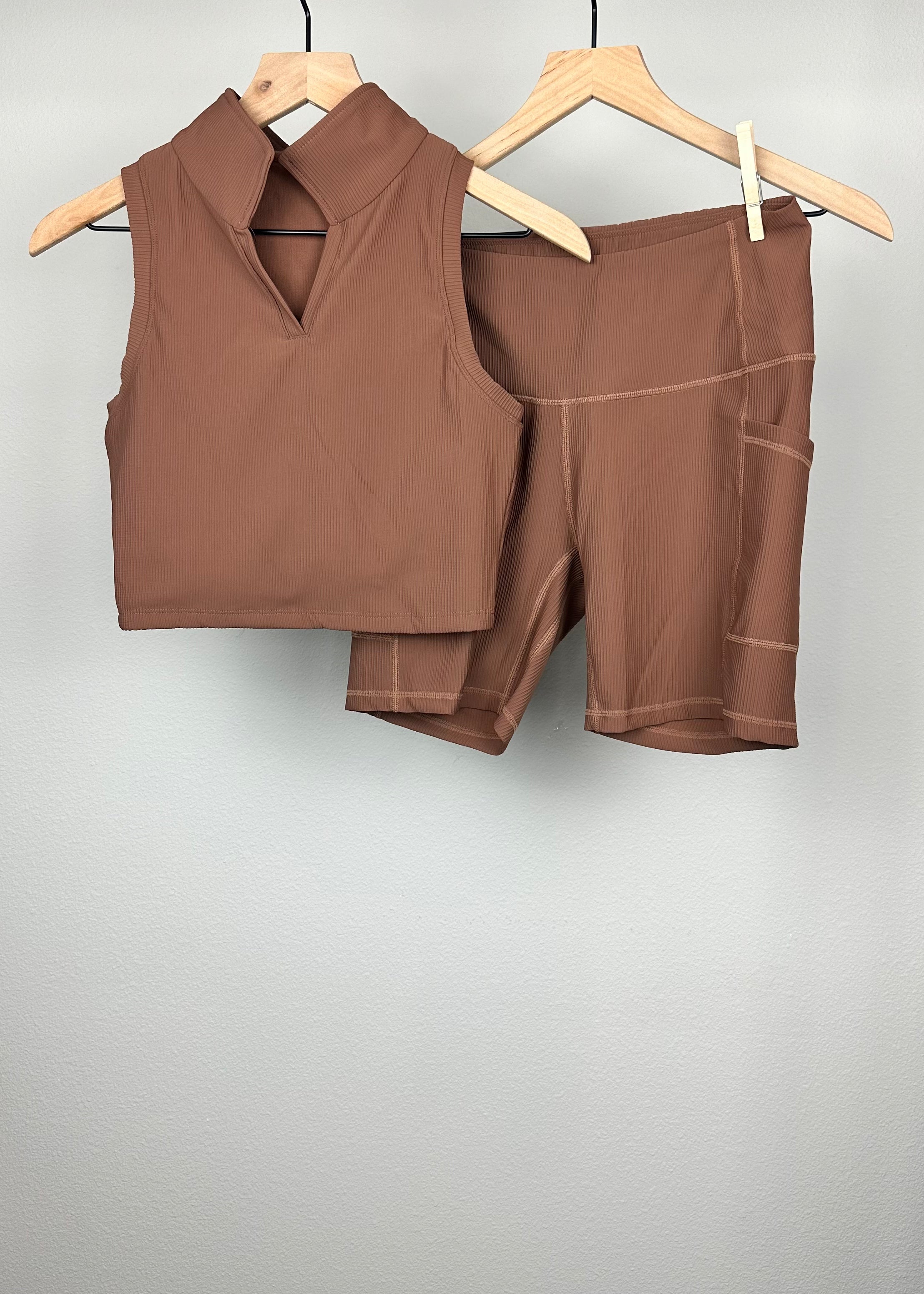 2 Piece Brown Short Set