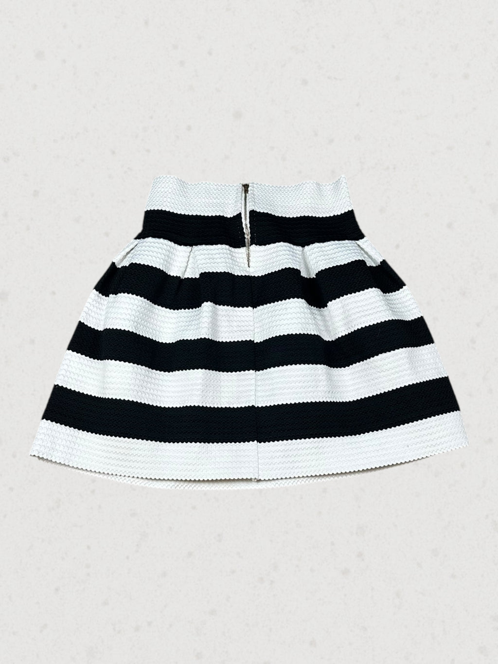 Black and White Strpied Mini Skirt