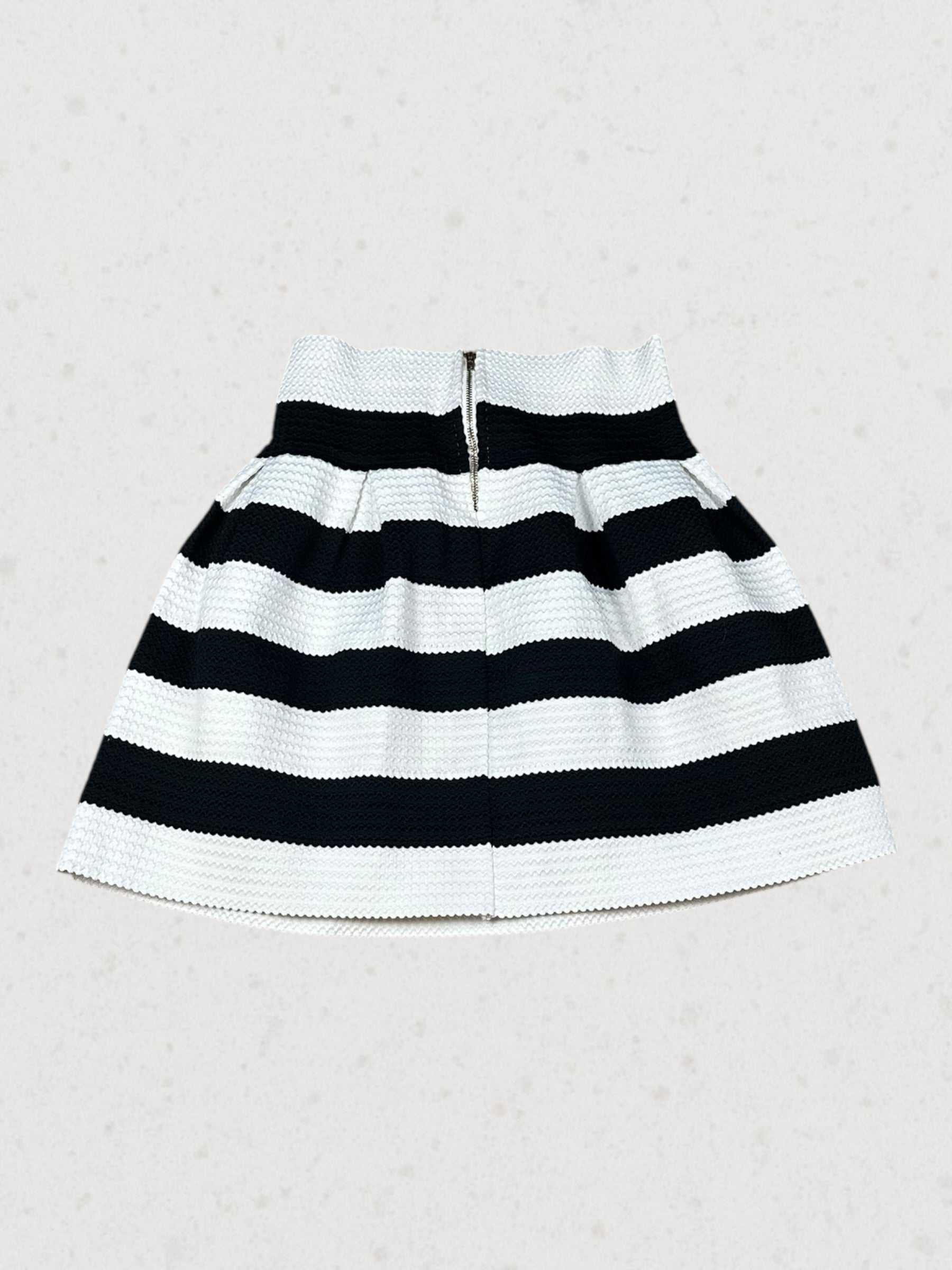 Black and White Strpied Mini Skirt