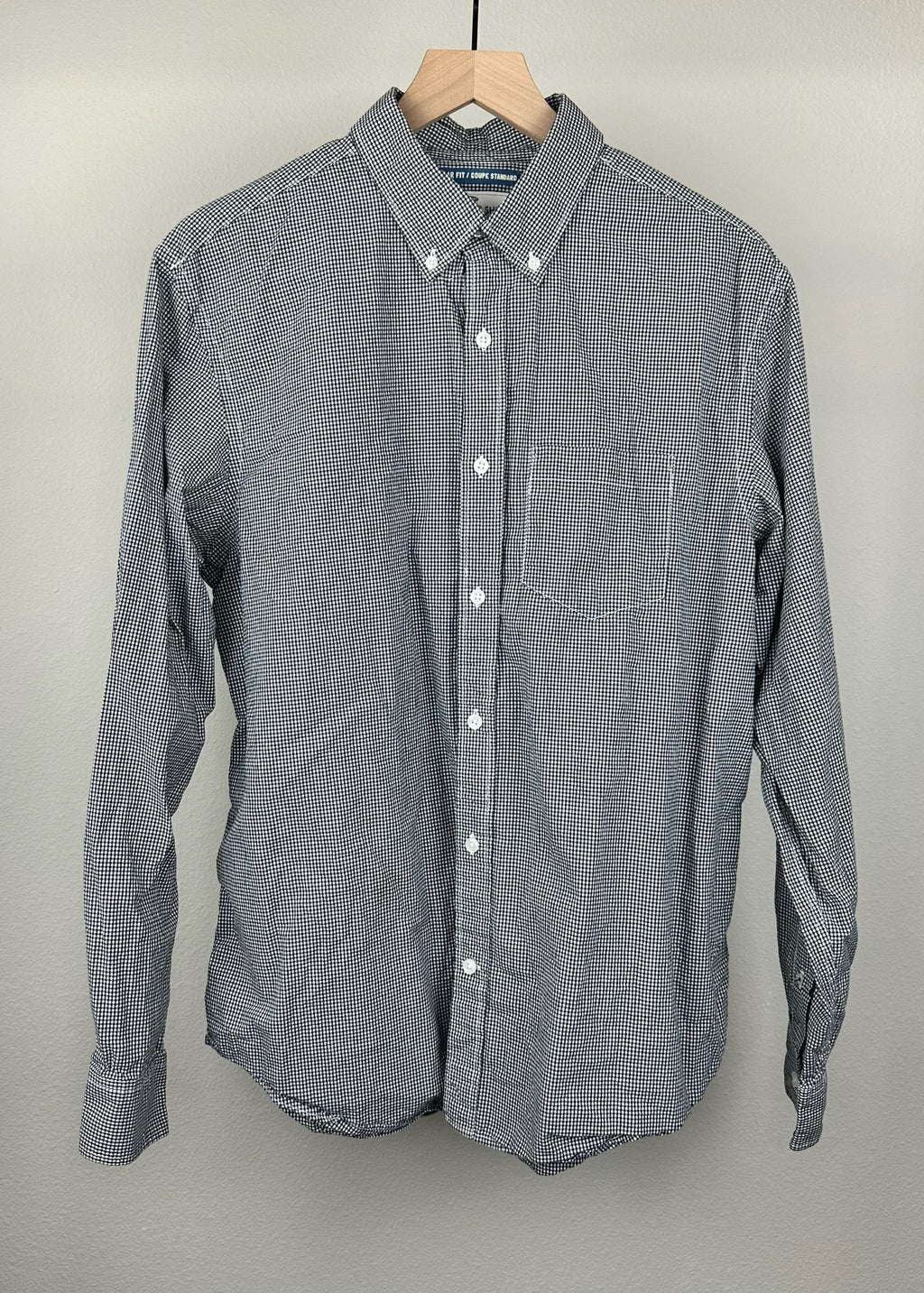 Men's Black and White Classic Plaid Shirt by Old Navy