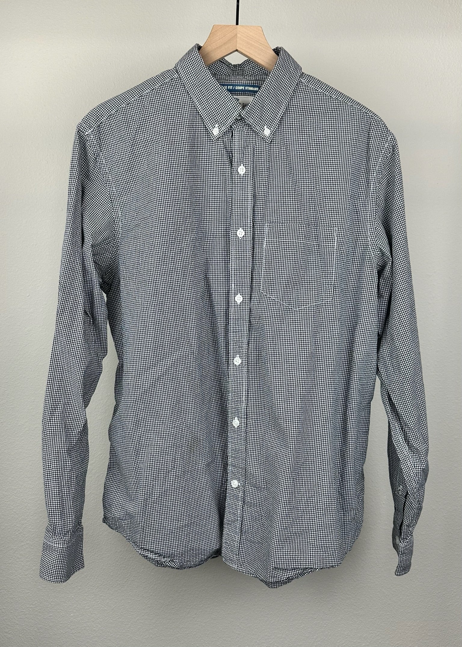 Men's Black and White Classic Plaid Shirt by Old Navy
