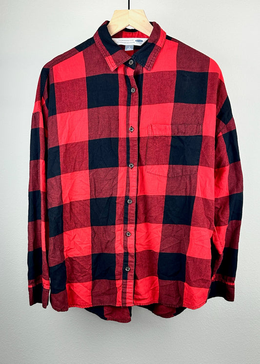 Red and Black Plaid Button Up by Old Navy