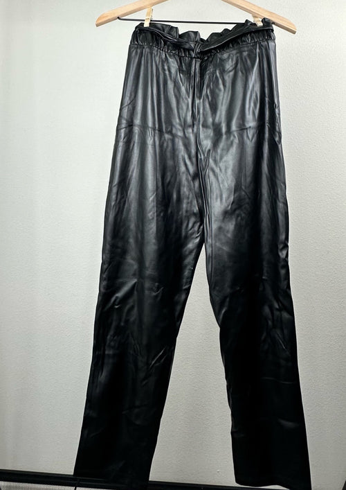 Black Faux Leather Bucket Pants By