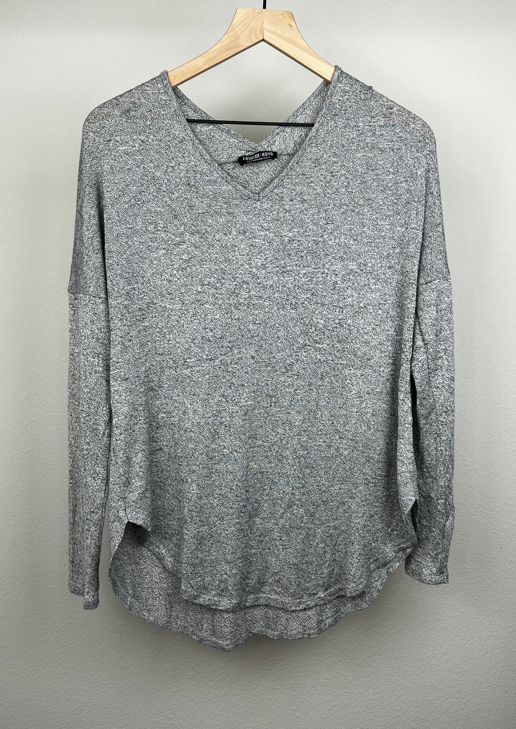 Grey Long Sleeve Top with Arm Patches