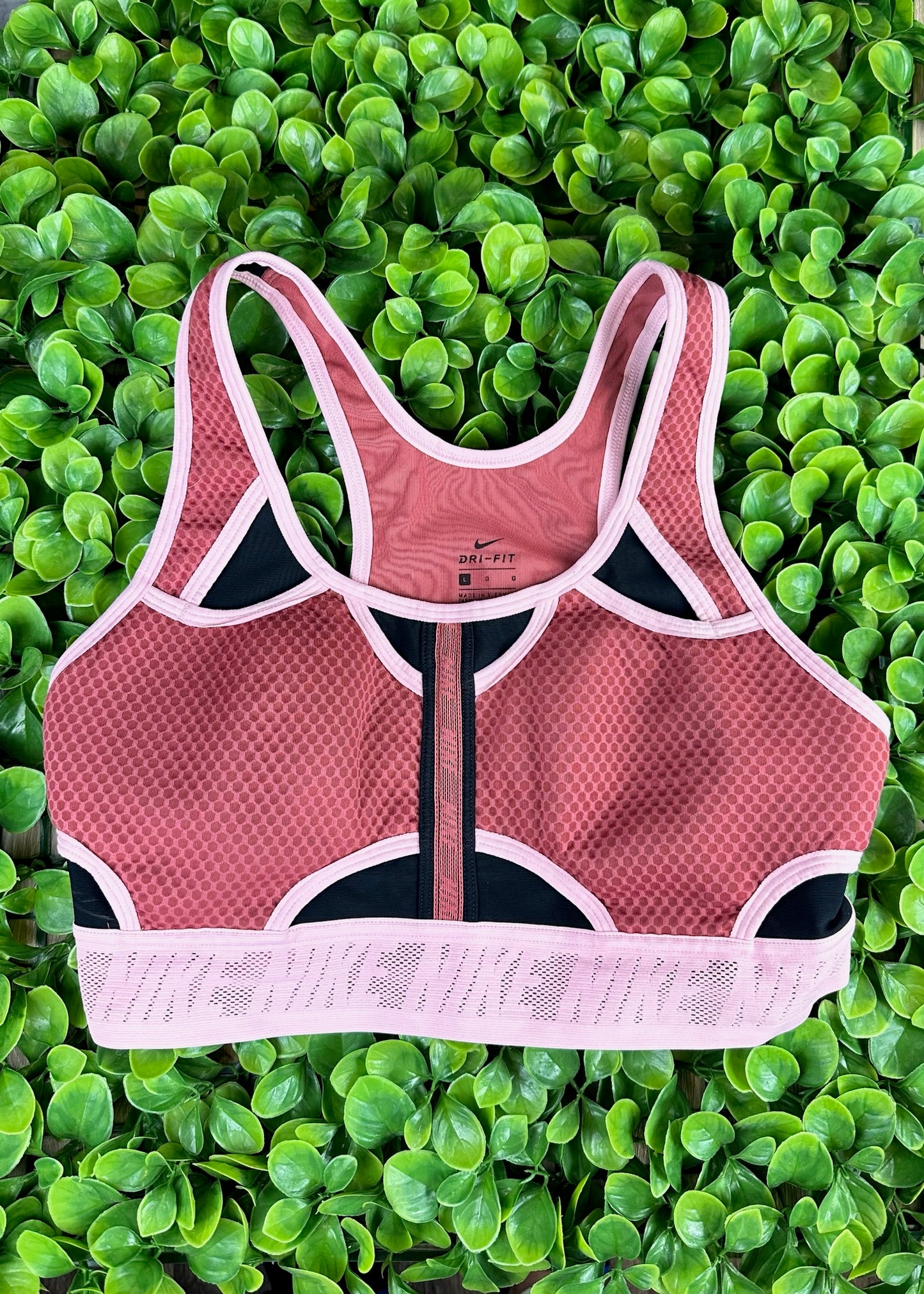 Canyon Rust and Pink Glaze Medium Support Dry-Fit Sports Bra By Nike