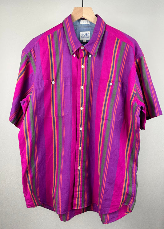Chaps Pink/Purple Multi Color Shirt By Ralph Lauren