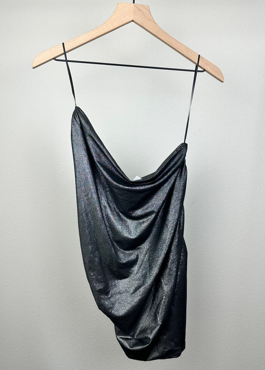 Women’s Divided Shiny Black Dress